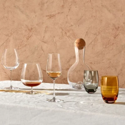 Crystal Amber Glasses Set