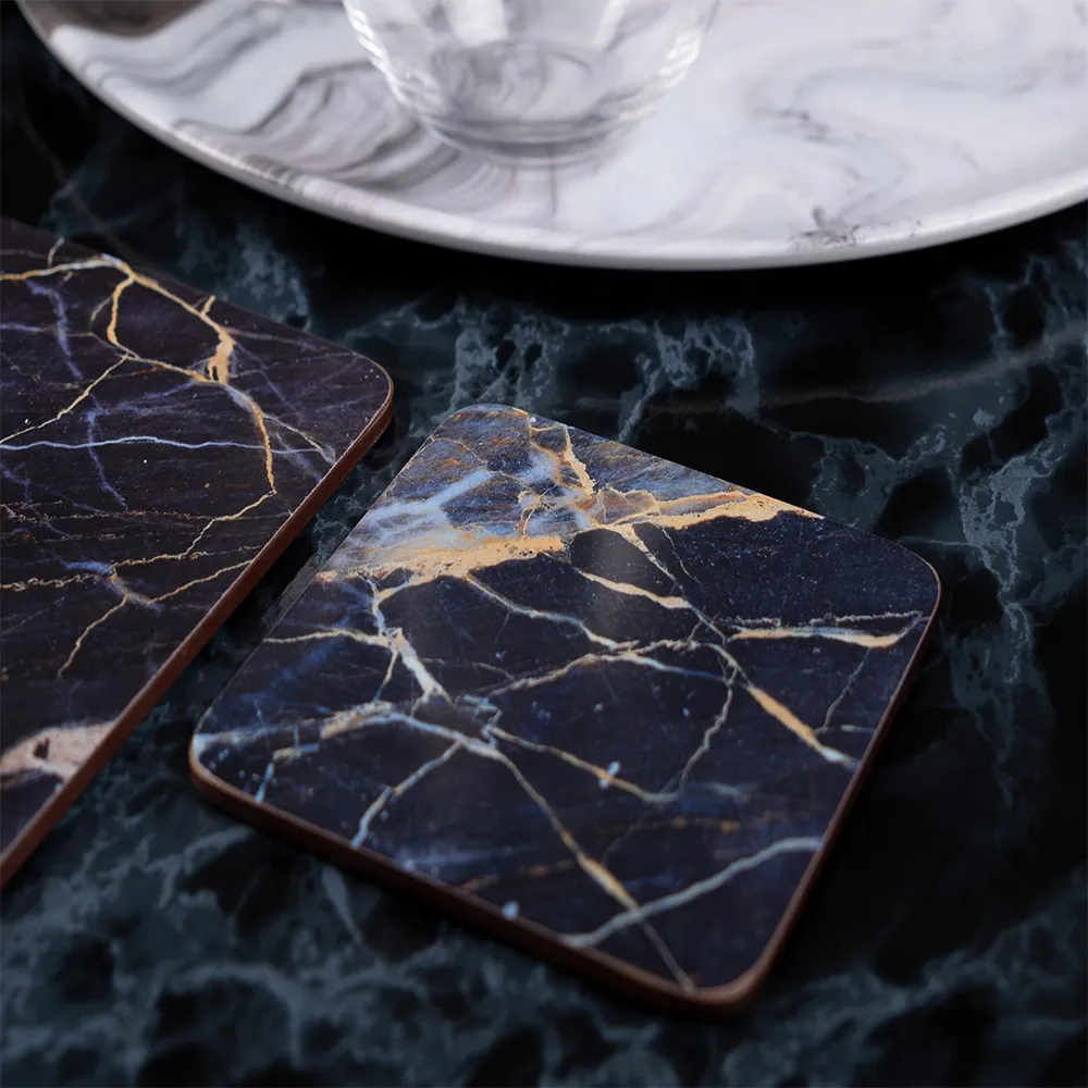 Navy Marble Coasters Set