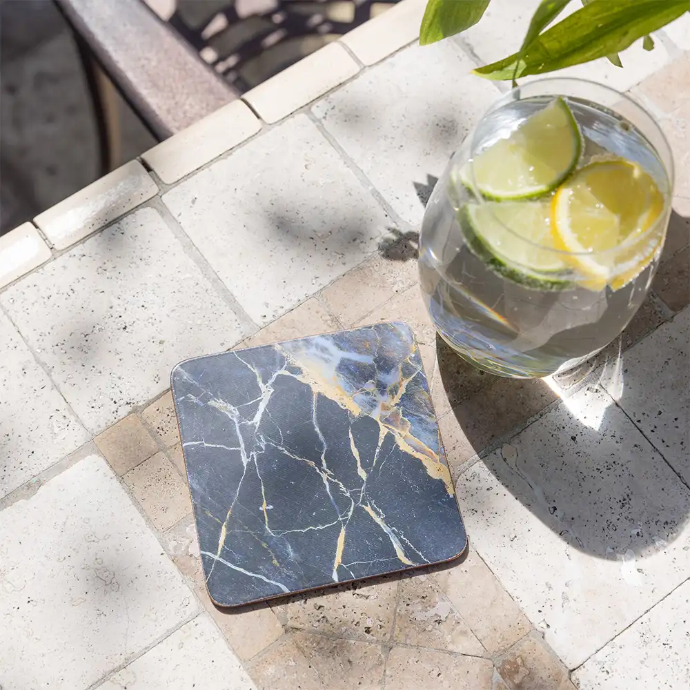Navy Marble Coasters Set
