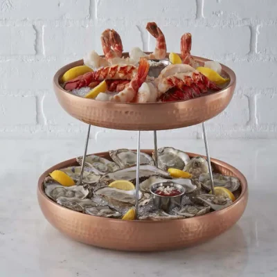 Copper Seafood Trays and Stand Set