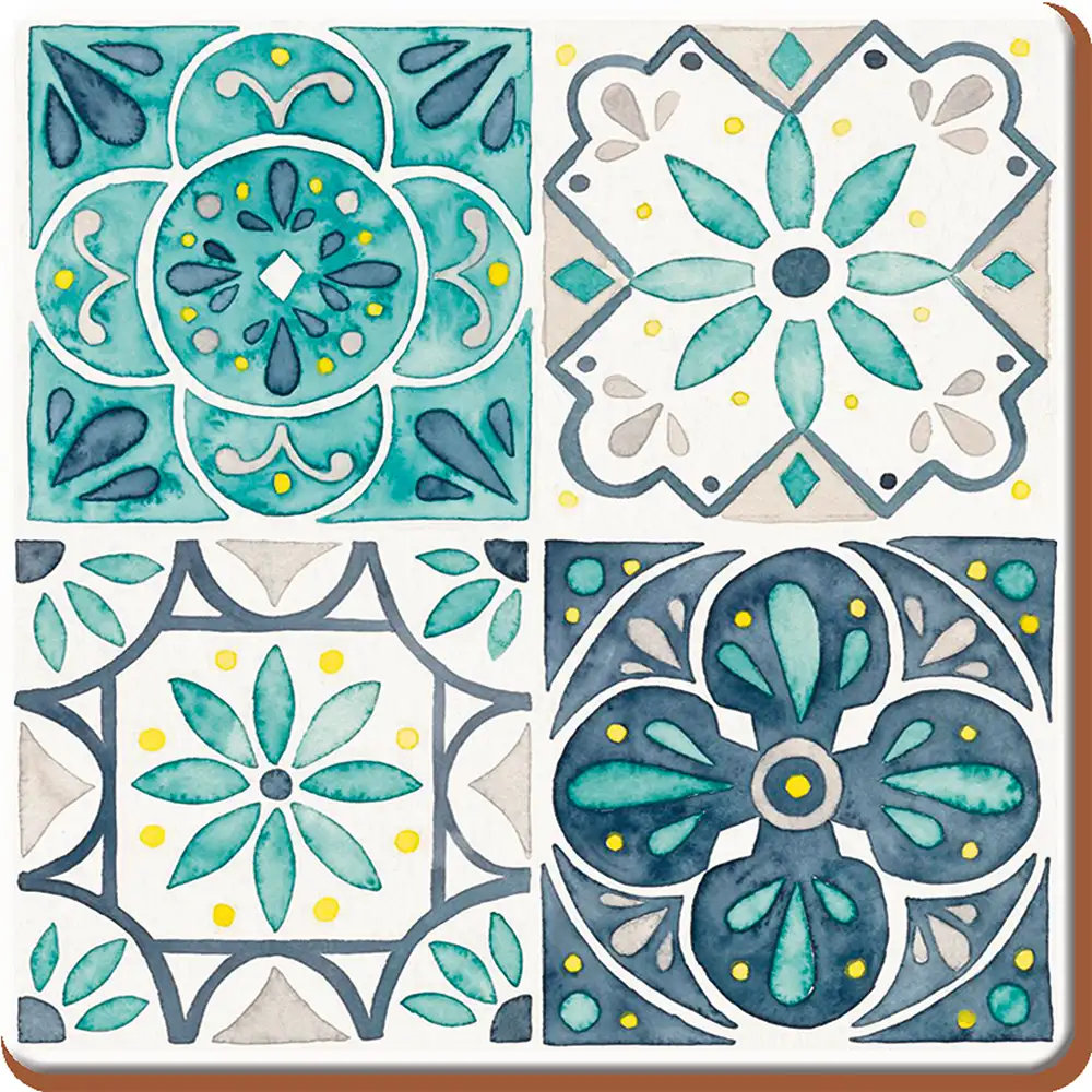 Green Tile Coasters Set