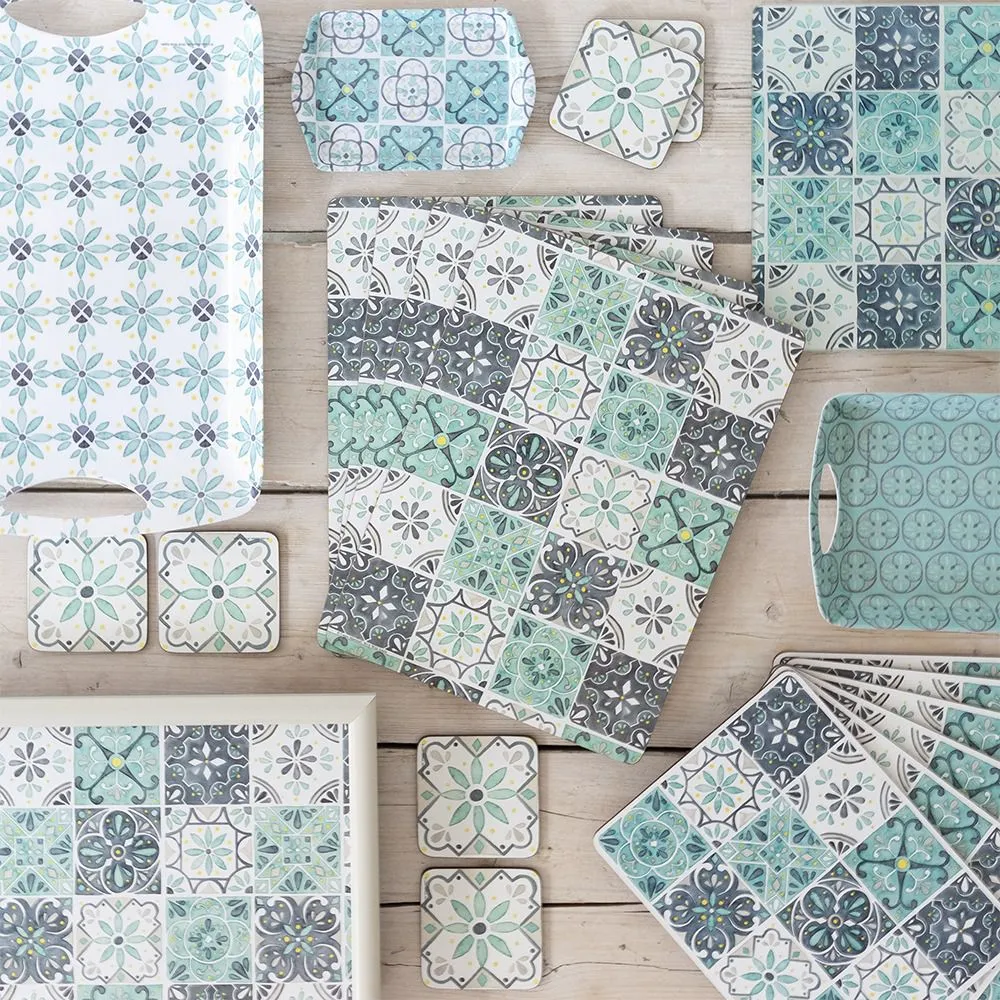 Green Tile Coasters Set
