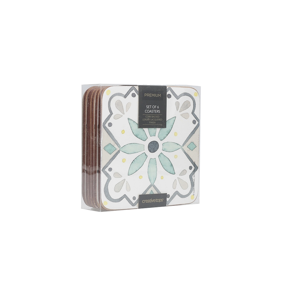 Green Tile Coasters Set