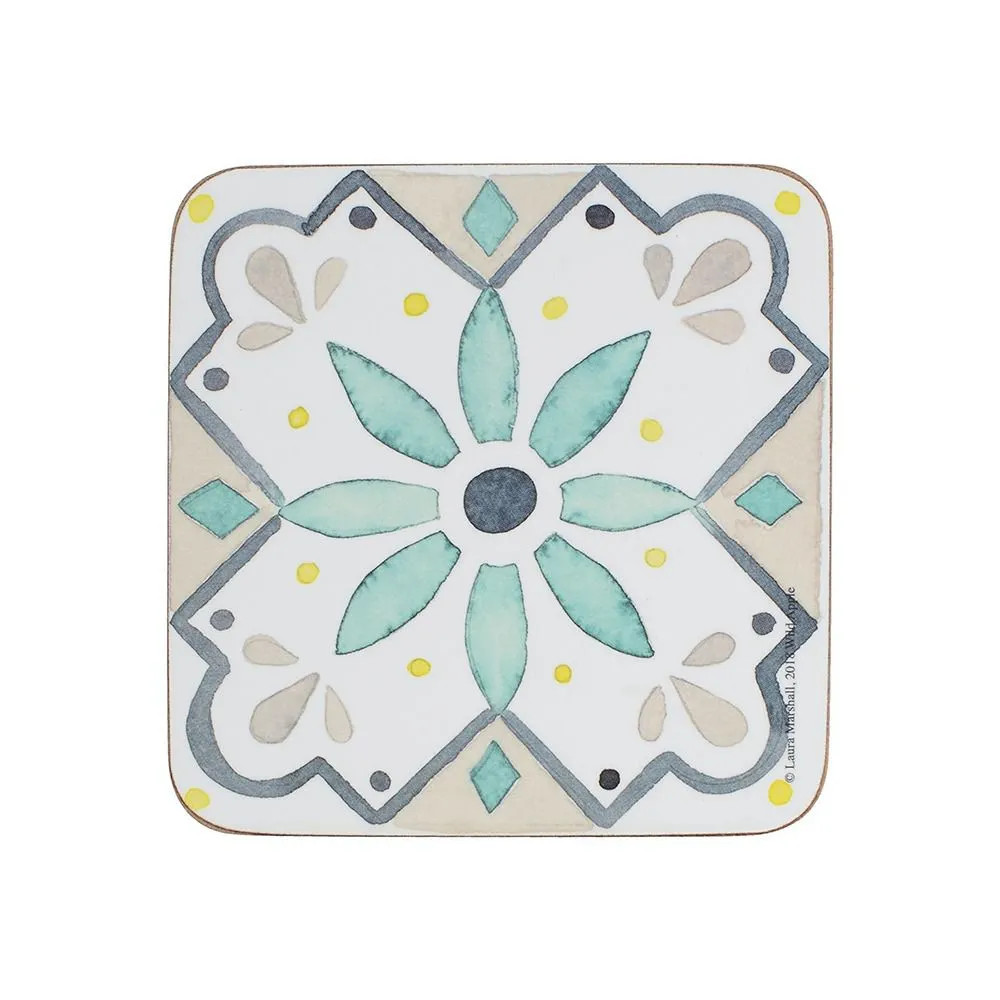Green Tile Coasters Set
