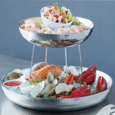 Silver Seafood Trays and Stand Set