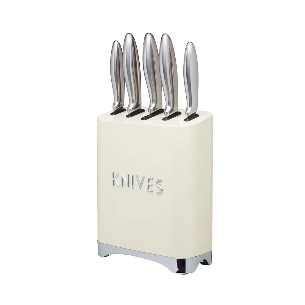 5 Piece Knife Block Cream