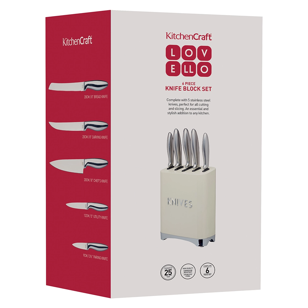 5 Piece Knife Block Cream