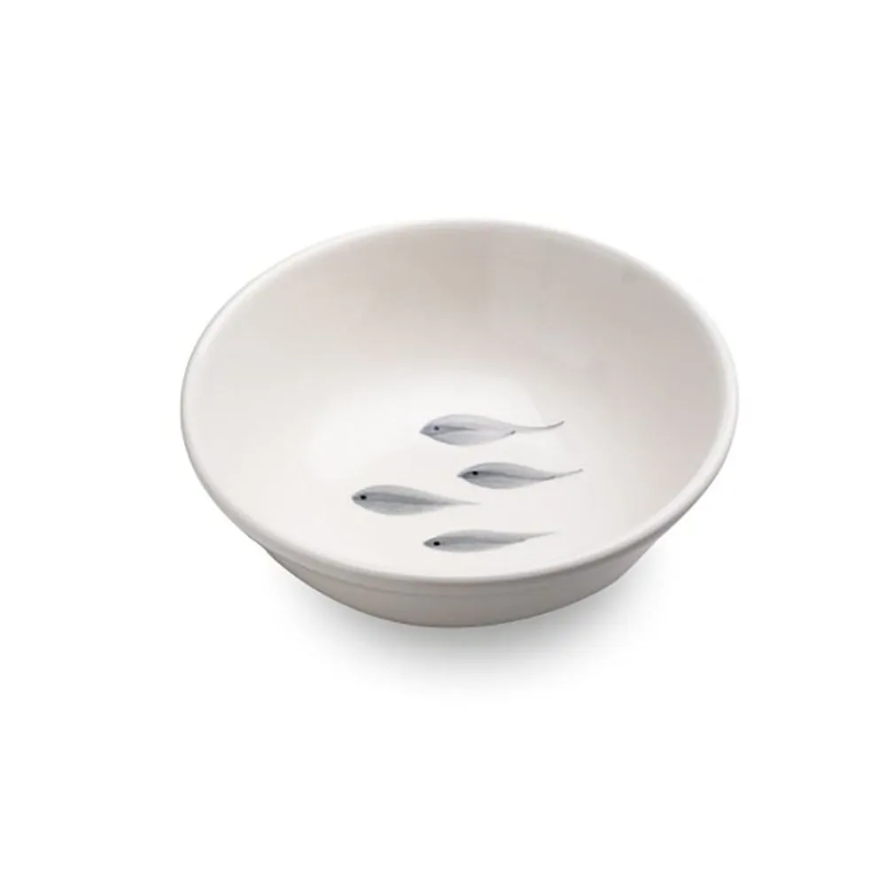 Mannaggia Li Pescetti Stoneware Salad Bowl - Grey Fishes