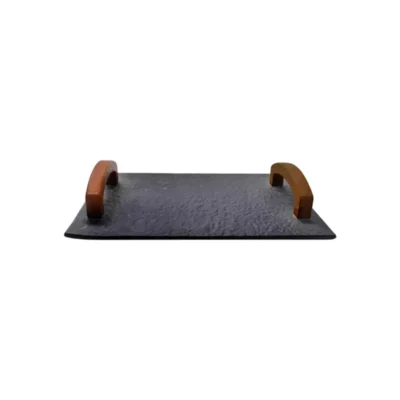 Ceramic Slate Tray W/ Wooden Handles