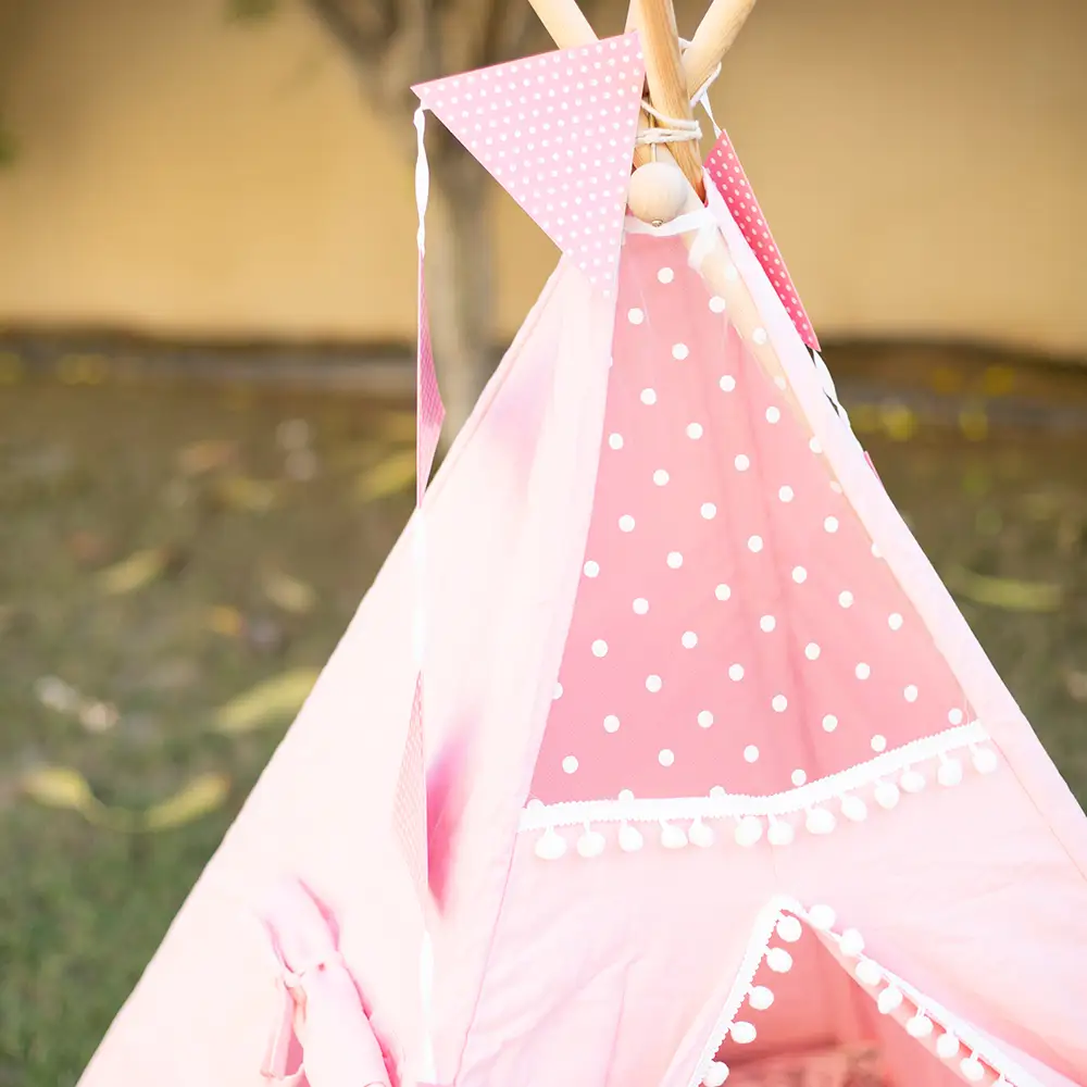 Pink Pompom Teepee Tent