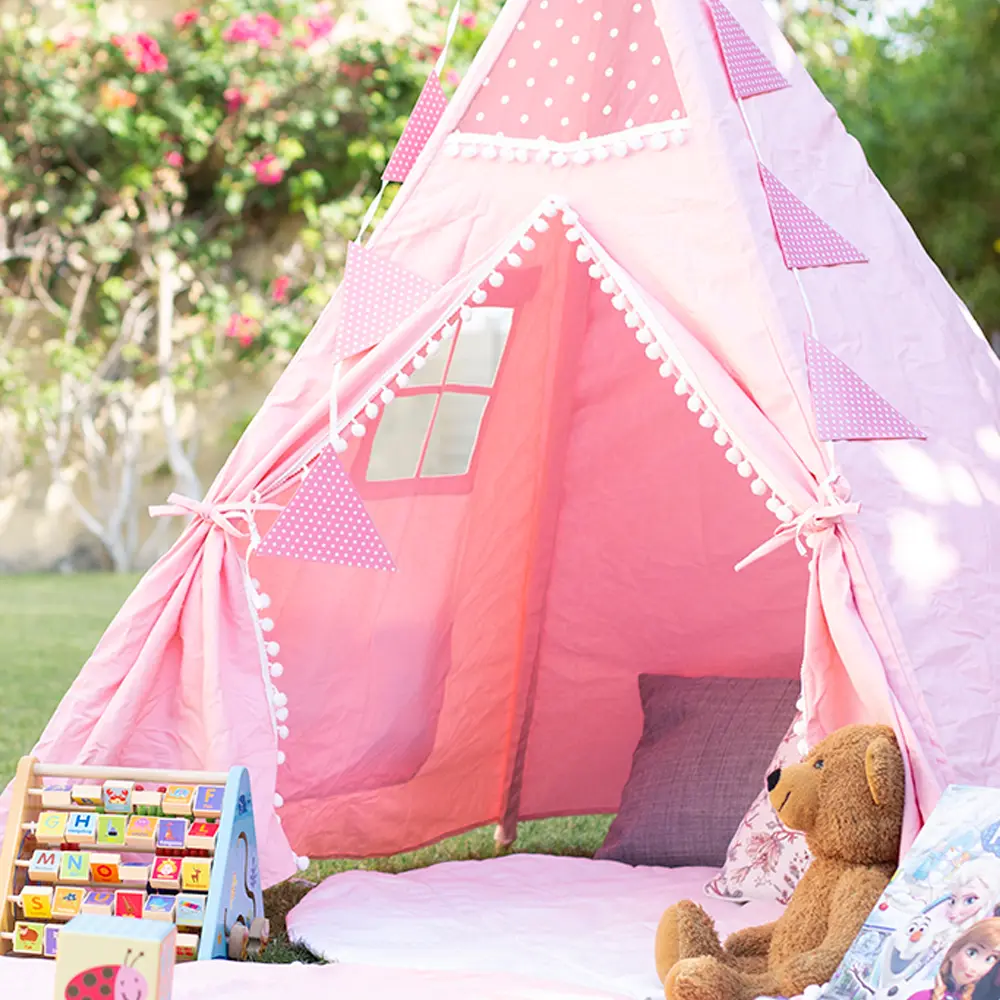 Pink Pompom Teepee Tent