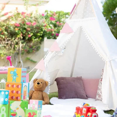 White Pompom Teepee Tent