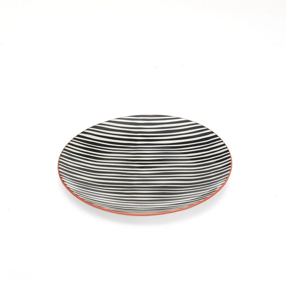 Tue Porcelain Plate - Black Stripes
