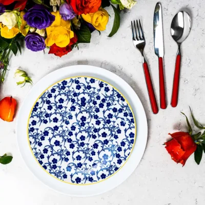 Tue Porcelain Dessert Plate - Blue Flowers