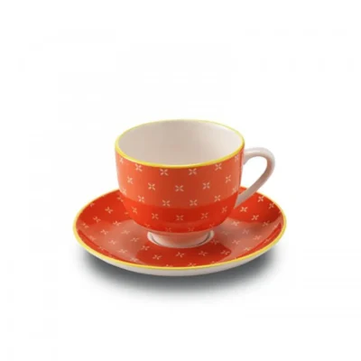 Tue Porcelain Coffee Cup And Saucer - Orange