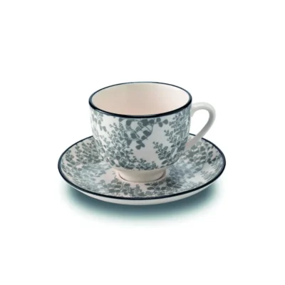 Tue Porcelain Coffee Cup And Saucer - Grey